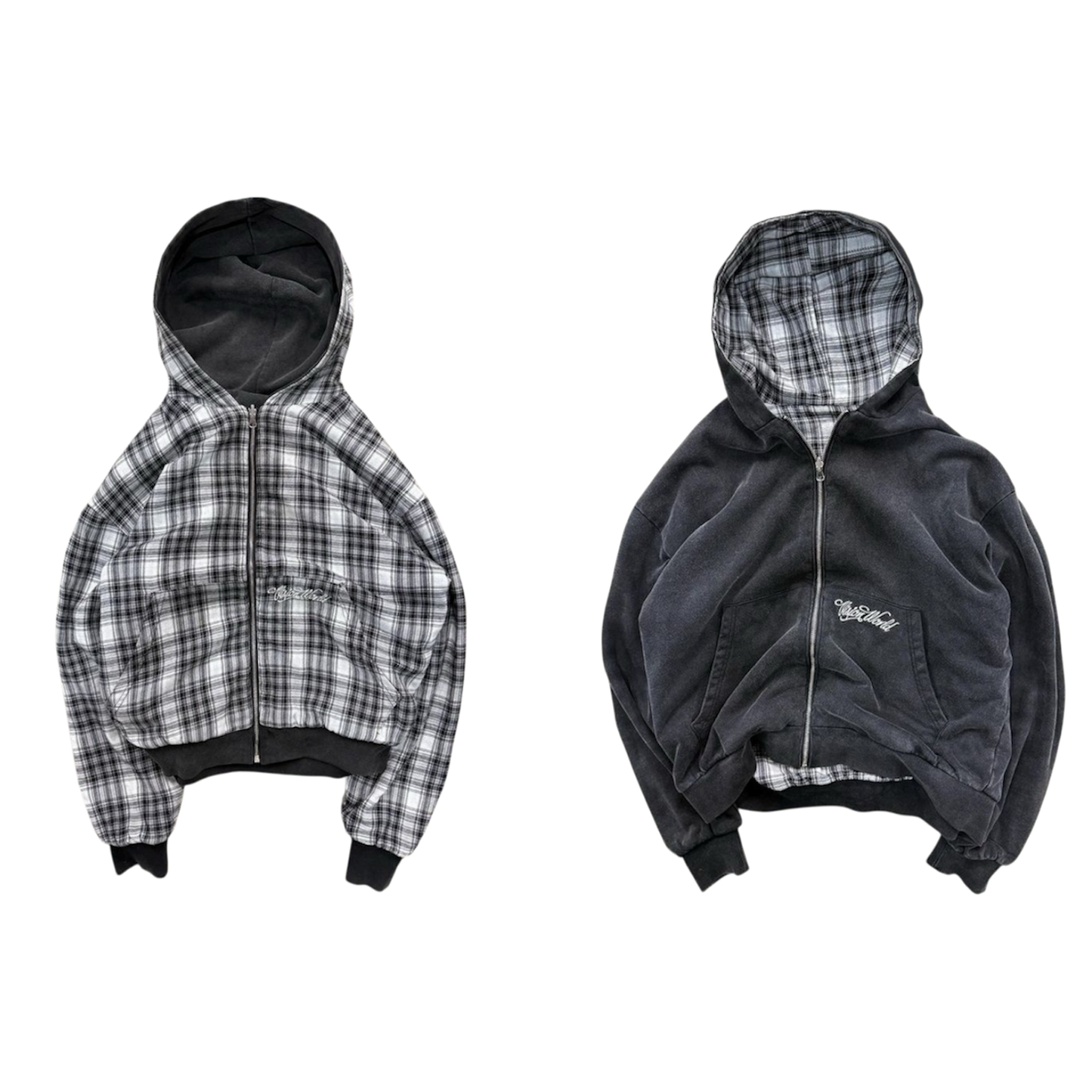 "Grunge-Check" Heavy Zip