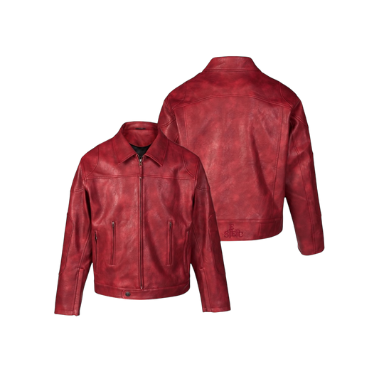 Crimson Red Leather Jacket