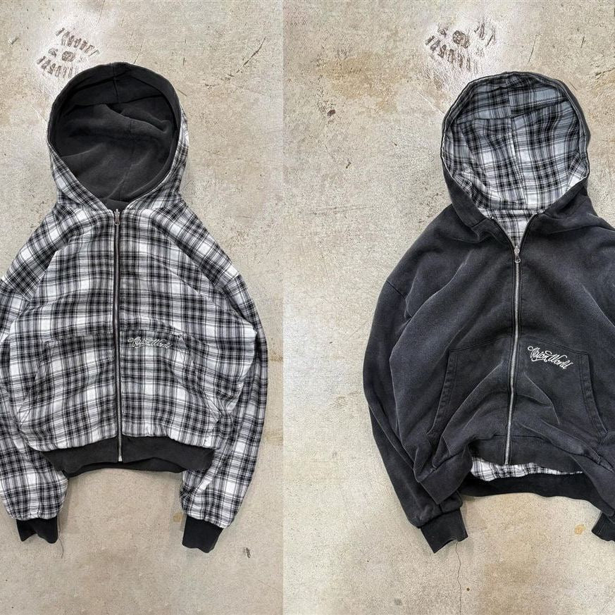 "Grunge-Check" Heavy Zip