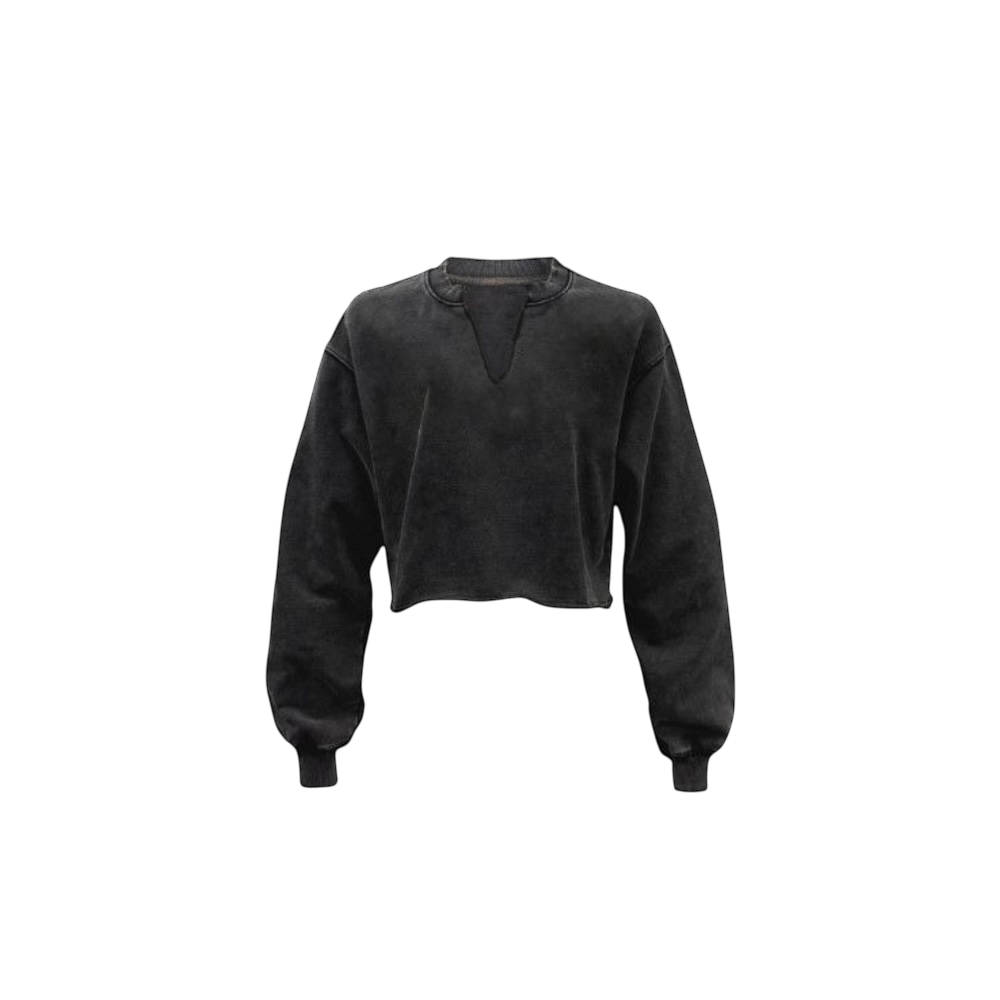 V-CUT CROPPED SWEATSHIRT