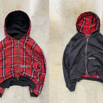 "Grunge-Check" Heavy Zip