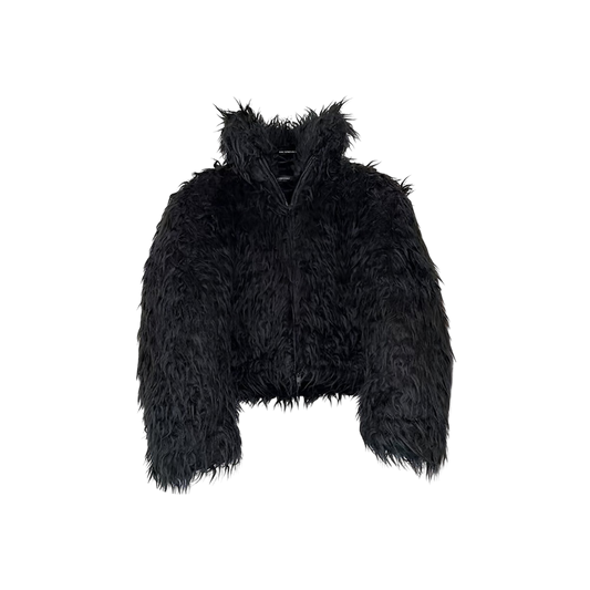 "FURRY" CROPPED ZIP-UP